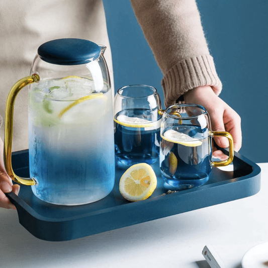 Blue Glass Cold Water Kettle Set