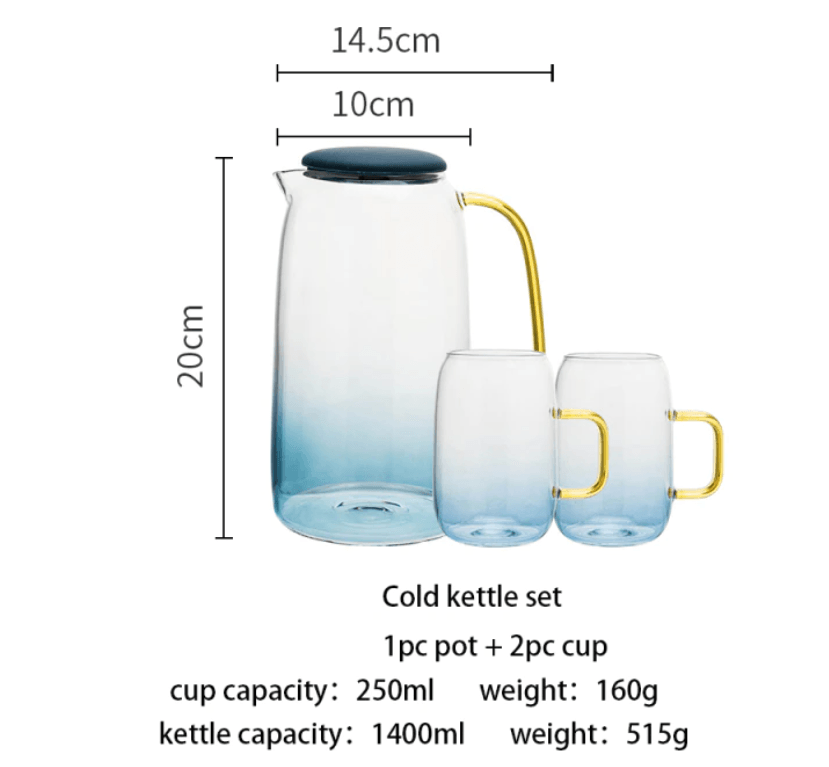 Blue Glass Cold Water Kettle Set