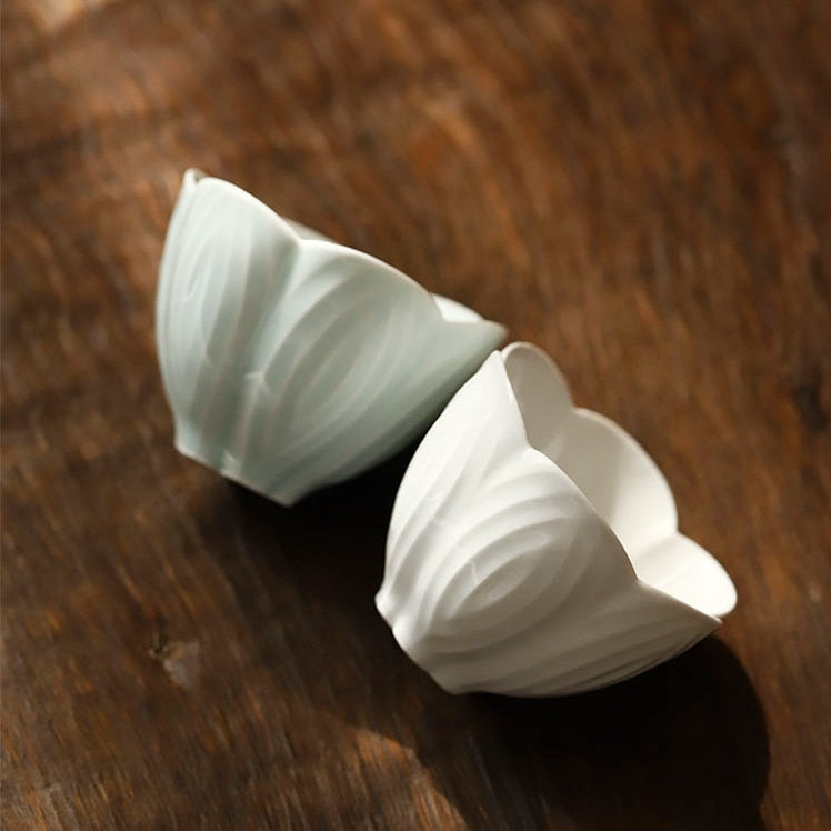 100ml Ceramic Magnolia Petals Lotus Tea Cup Set